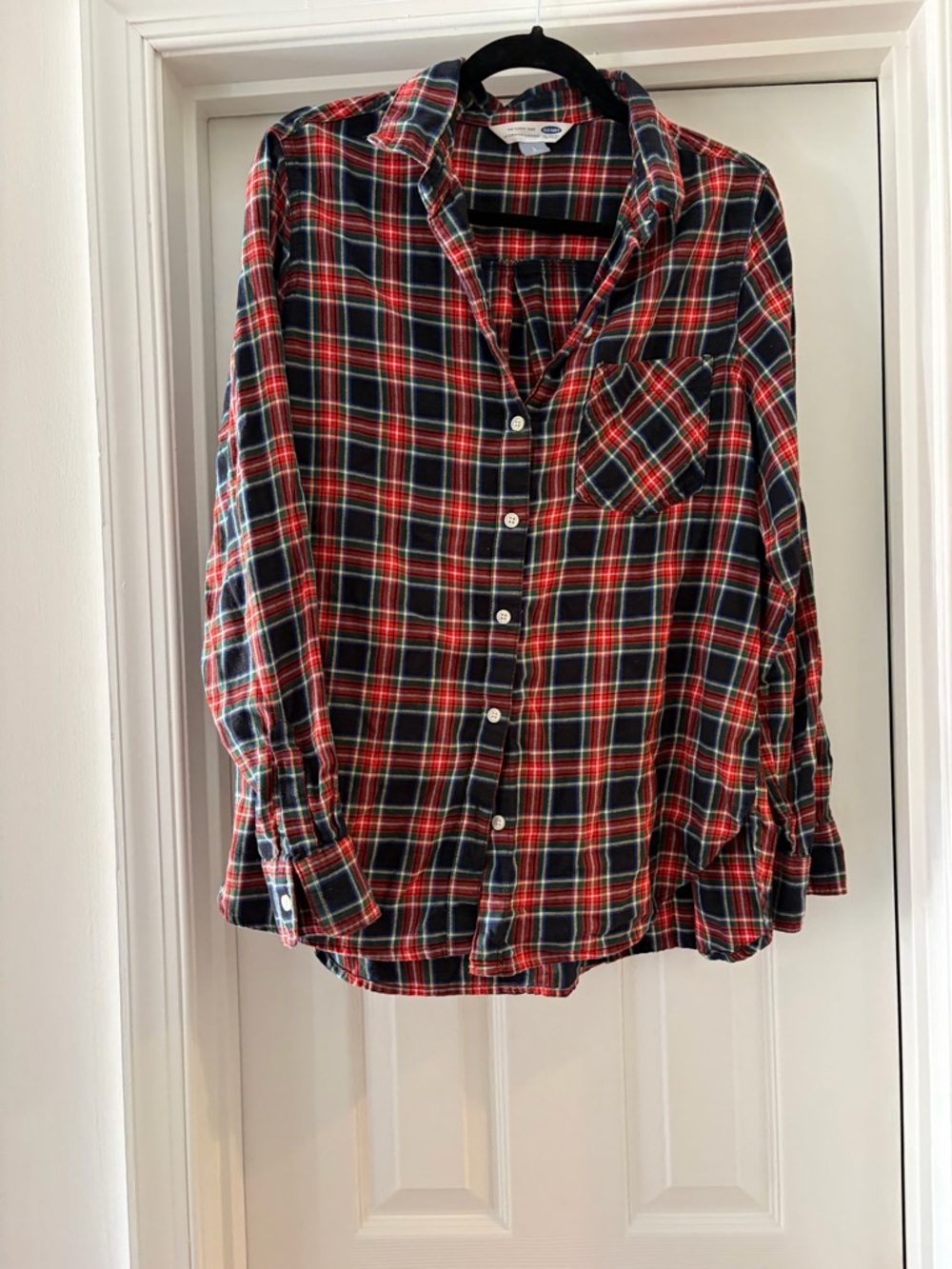 Old Navy Red and Black Plaid Button-Down Shirt
